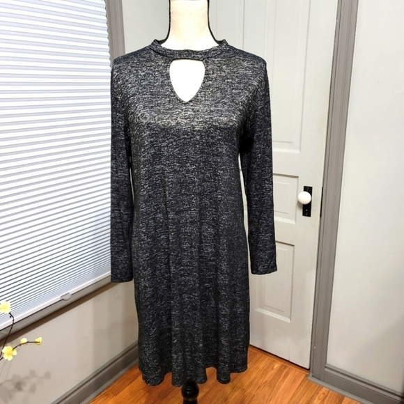 Lane Bryant Dresses & Skirts - LANE Bryant Fit & Flare Lightweight Knit Mini Dress Marled Black size 14/16